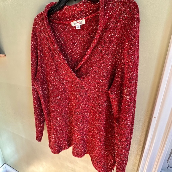 Coldwater Creek Womens Red Soeckled Knit Pullover Sweater V Neck size XL - Picture 10 of 13